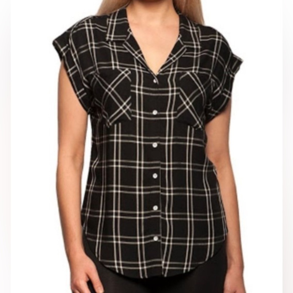 Jachs Girlfriend - Black & White Plaid Button Down